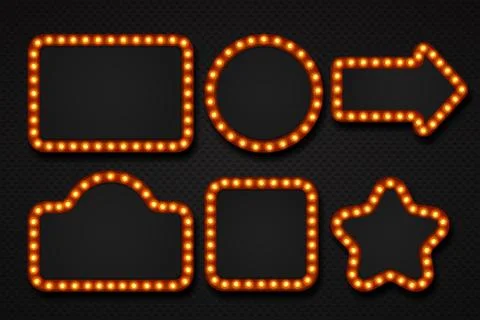 Light bulb frame. Makeup mirror marquee circus signboard cinema casino theater Stock-Illustration