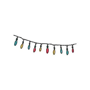 Light bulb garland cute vector doodle illustration Stock Illustration