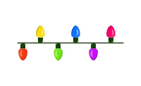 Light bulb, garland string christmas design isolated on white background Stock Illustration