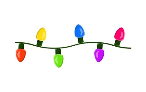 Light bulb, garland string christmas design isolated on white background Stock Illustration