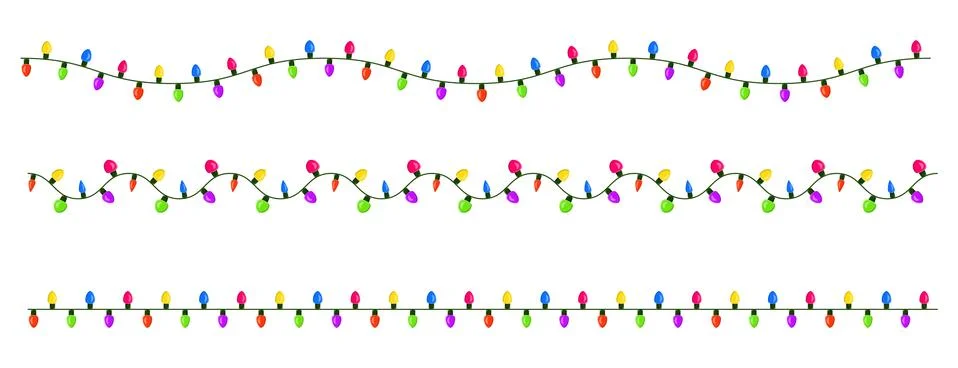 Light bulb, garland string set christmas design isolated on white background Stock Illustration