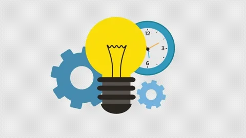 Light Bulb with Gear and Clock Representing Innovation and Productivity 库存影片 339768399