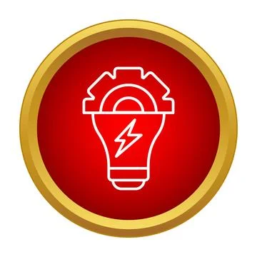 Light bulb with gear and lightning bolt working Stock Illustration
