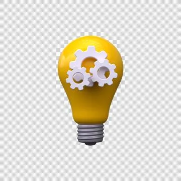 Light Bulb Gear Icon 3d render. Stock Illustration