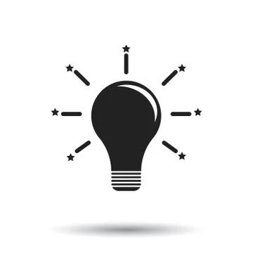 Light bulb with gear icon. Idea flat vector illustration on white background. Stock Illustration