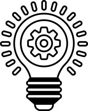 A light bulb with a gear inside of it Stock Illustration