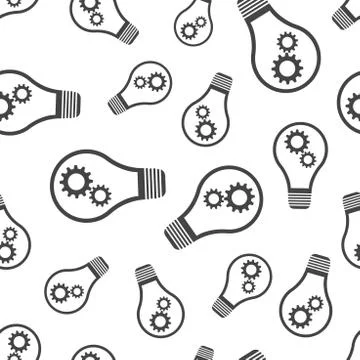 Light bulb with gear seamless pattern. Business concept lightbulb cogwheel pi Illustrazione stock