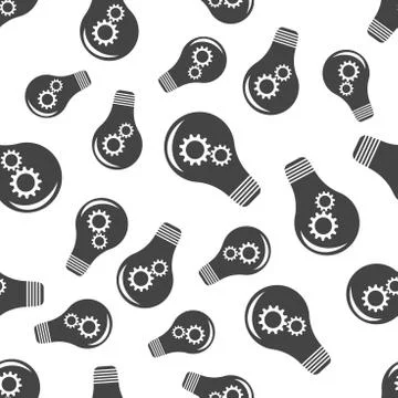 Light bulb with gear seamless pattern. Business concept lightbulb cogwheel pi Illustrazione stock