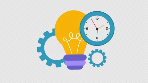 Light Bulb with Gears and Clock Representing Timely Innovation and Productivity Stock Footage 339783879