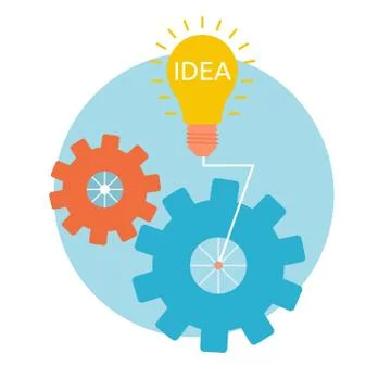 Light bulb with gears and cogs working together Stock Illustration