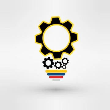 Light bulb with gears and cogs working together, idea concept Stock Illustration
