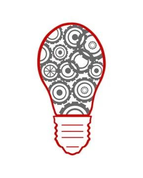 Light bulb with gears and cogs working together, teamwork concept Stock Illustration