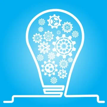 Light bulb with gears and cogs working together. Stock Illustration