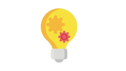 A light bulb with gears and a hand pointing to a button, symbolizing innova.. Stock Footage 332535217