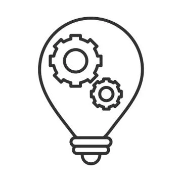 Light bulb with gears business development line icon 스톡 일러스트