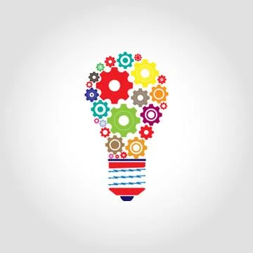 Light bulb with gears icon Stock Illustration