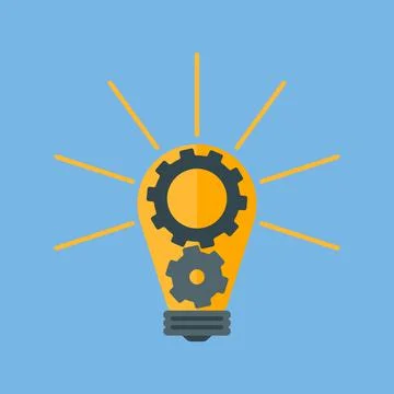A light bulb with gears. Stock Illustration