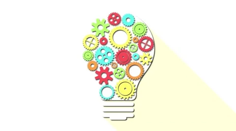 Light bulb with gears motion idea 4k seamless loopable background animation Stock Footage 61575600