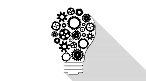 Light bulb with gears motion idea 4k seamless loopable background animation Stock Footage 61585510