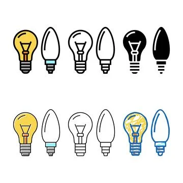 Light bulb glass production variations color icon vector Stock Illustration