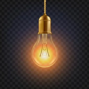 Light Bulb . Glowing Bright Light Bulb Icon. Fluorescent Invention. 3D Realistic Stock Illustration