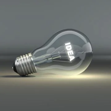 Light bulb with glowing text idea Stock Illustration
