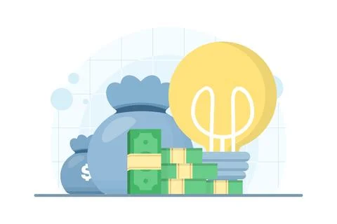 Light bulb with gold coin stack concept symbolizing financial ideas Stock Illustration