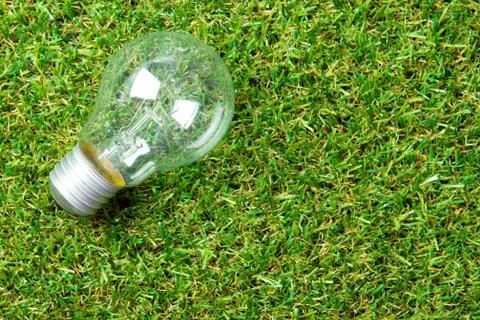 Light bulb on green grass Stock Photos