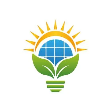Light bulb green leaf logo Solar energy logo. Green energy concept. Light bulb i Stock Illustration