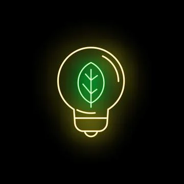 Light bulb with green leaf representing eco friendly energy Stock Illustration