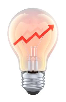 Light bulb with growing chart inside. 3D rendering Stock Illustration