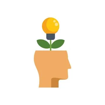Light bulb growing from human head symbolizing ideas and innovation Stock Illustration