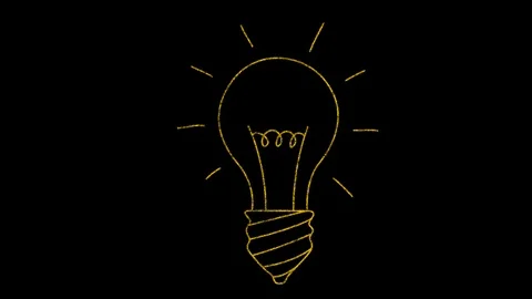 Light bulb hand drawn 4K animation Alpha Channel Background Stock Footage 89771757
