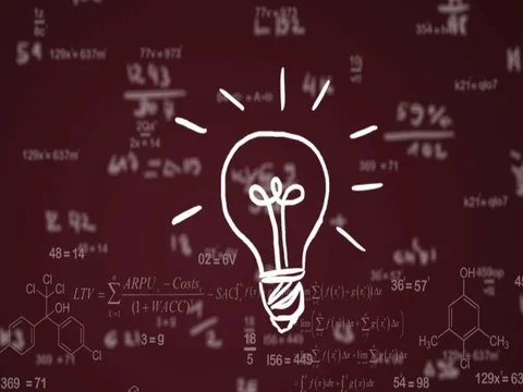Light Bulb hand drawn formula red SD Stock Footage