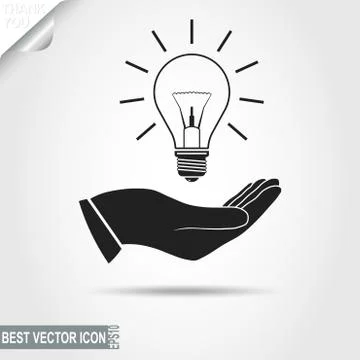 Light Bulb in Hand icon Stock Illustration