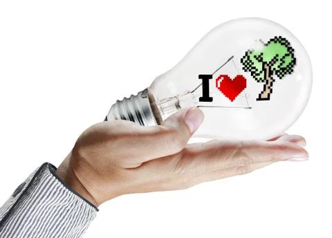 Light bulb in hand Stock Illustration