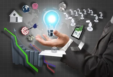 Light bulb in hand Stock Illustration