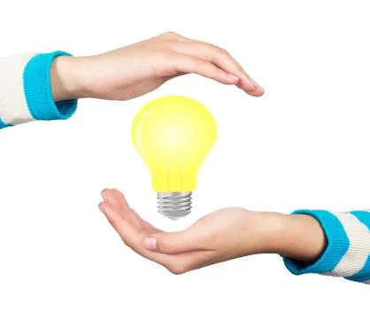 Light bulb hand Stock Photos