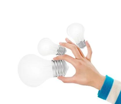 Light bulb with hand Stock Photos