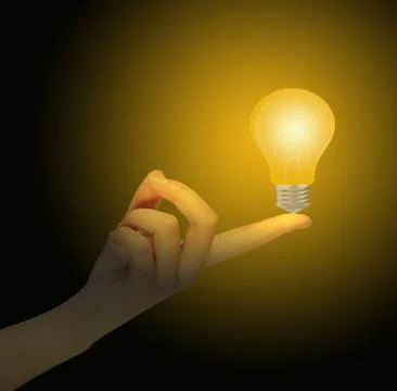 Light bulb hand Stock Photos