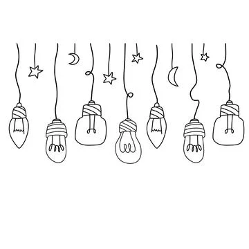 Light bulb hang from ceiling on wire. Electric lighting. Set of glass devices. Stock Illustration