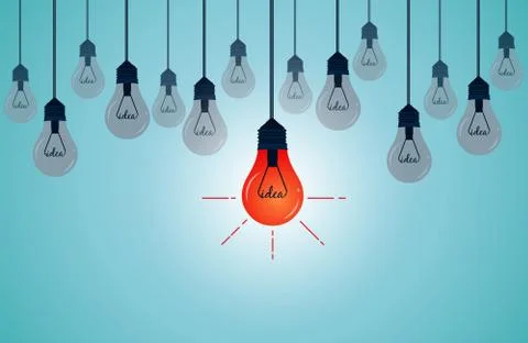 Light bulb with hanging and glowing down to the ground Is outstanding . creat Stock Illustration