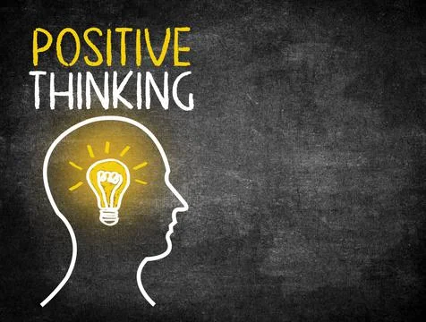 Light bulb with head face and profile outlines positive thinking Stock-Fotos
