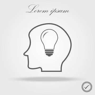 The light bulb in the head idea head, icon logo Stock Illustration