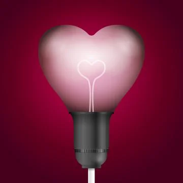 Light bulb heart background Stock Illustration