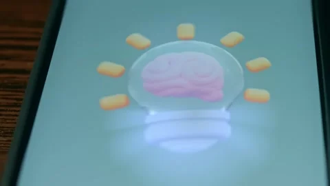 Light bulb with human brain inside, presentation Stock Footage 310053592