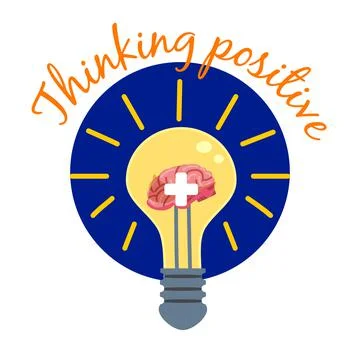 Light bulb with human brain plus symbol logo. Positive thinking, creative idea イラスト素材