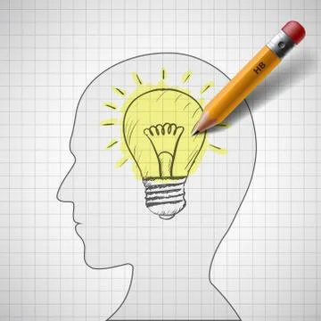 Light bulb in human head 스톡 일러스트