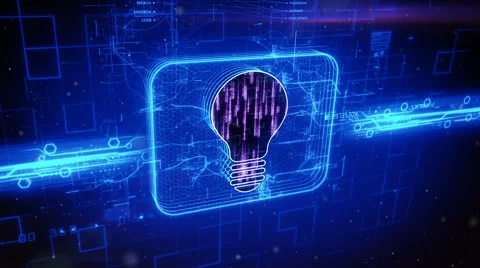 Light bulb icon on abstract blue background Stock Footage 63461462