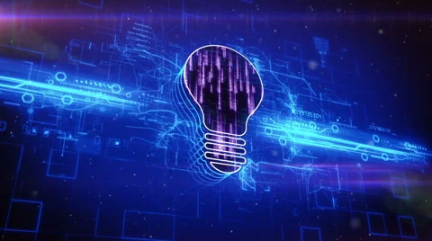 Light bulb icon on abstract blue background Stock Footage 63461528